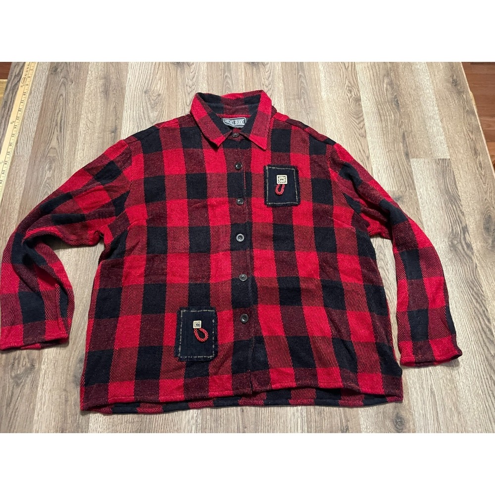 Rachel Brooke Shirt, Women's Size 2X, Black Red, Plaid, Button Up, Long Sleeve